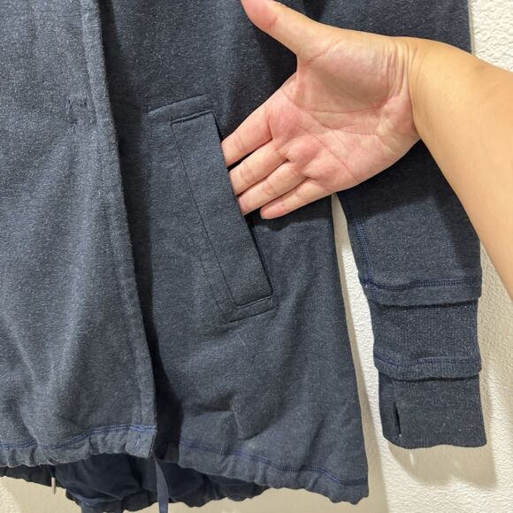 Lululemon Gratitude Wrap Jacket Lined Cotton Double Breast Ribbed Navy Size 2 - Picture 4 of 9